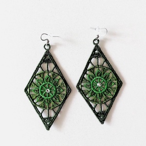 Cercei Romb cu cristale, Bijuterii, Cercei, Cercei brodati, Broderie, ARTYNOS