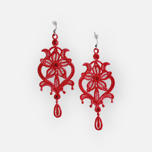 Cercei lungi rosu degrade, Bijuterii, Cercei, Cercei brodati, , ARTYNOS