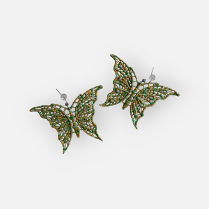 Cercei Fluturi cu cristale brodati , Bijuterii, Cercei, Cercei brodati, Broderie, ARTYNOS