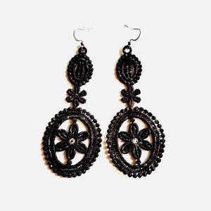 Cercei Candelabru Negru Degrade, Bijuterii, Cercei, Cercei brodati, Broderie, ARTYNOS