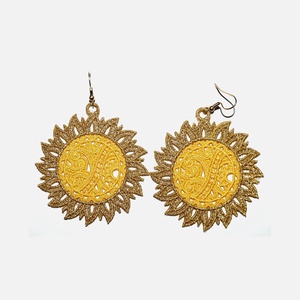 Cercei Soare Auriu, Bijuterii, Cercei, Cercei brodati, Broderie, ARTYNOS