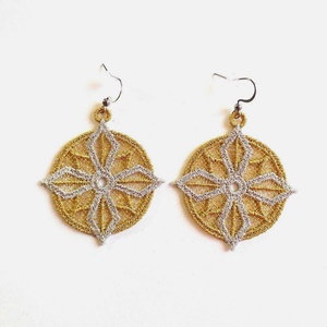 Cercei Aurii Rotunzi, Bijuterii, Cercei, Cercei brodati, Broderie, ARTYNOS