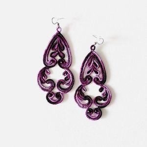 Cercei Mov Degrade cu Cristale, Bijuterii, Cercei, Cercei lungi, Broderie, ARTYNOS