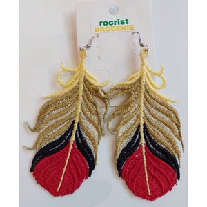 Cercei Pana Colorata, Bijuterii, Cercei, Cercei brodati, Broderie, Inspira-te din frumusetea naturala a paunului cu acesti cercei ce imita delicatetea si culoarea int..., ARTYNOS