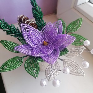 Decorațiuni de masă de Crăciun, poinsettia în perle - casă & stil de viață - accesorii pentru decorat casa - suport de flori - buchete de flori - Artynos.ro