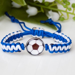 Bratara macramé impletita pentru copii - Fotbal albastru/alb, , , ARTYNOS