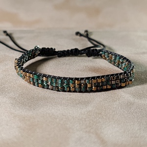 Bratara margelute sticla Miyuki - Golden Green, Bijuterii, Brățări, Brățară cu mărgele, Împletitură, Împletituri, broderie cu mărgele, ARTYNOS
