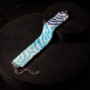 Bratara tesuta margele miyuki - model Blue Zebra - Artynos.ro