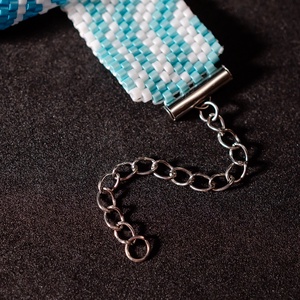 Brățară țesută mărgele miyuki - model Blue Zebra - bijuterii - brățări - brățări din mărgele - Artynos.ro