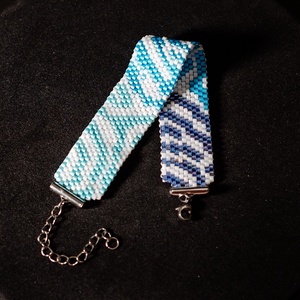 Brățară țesută mărgele miyuki - model Blue Zebra - bijuterii - brățări - brățări din mărgele - Artynos.ro