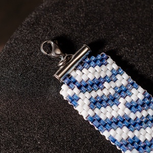 Brățară țesută mărgele miyuki - model Blue Zebra - bijuterii - brățări - brățări din mărgele - Artynos.ro