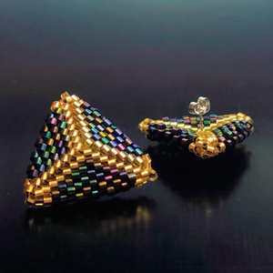 Cercei statement eleganți 3D țesuți din mărgele myiuki - bijuterii - cercei - cercei din mărgele - Artynos.ro