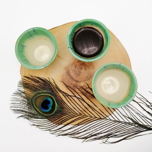 Pahar espresso, verde cu alb, maro, din ceramica, handmade, 130 ml - casă & stil de viață - accesorii pentru echipamente de bucătărie - accesorii de servire - cești cafea, set ceai - Artynos.ro