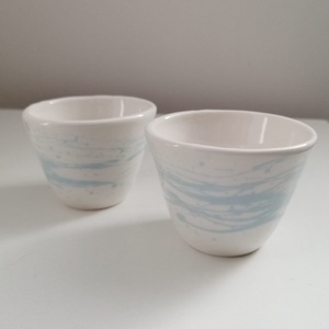 Pahar espresso, verde cu alb, maro, din ceramica, handmade, 130 ml - casă & stil de viață - accesorii pentru echipamente de bucătărie - accesorii de servire - cești cafea, set ceai - Artynos.ro