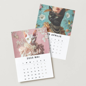 Calendar cu pisici elegante, 2025, calendar de birou cu suport negru - casă & stil de viață - papetărie de hârtie - calendar și planificator - Artynos.ro