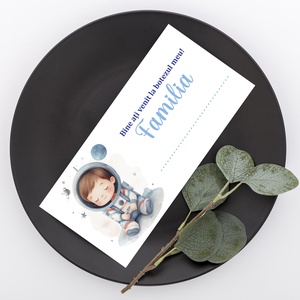 Plic de bani pentru botez model baietel astronaut - accesorii nuntă - amintiri și cadouri de nuntă - cadou nuntă - plic de bani, card - Artynos.ro