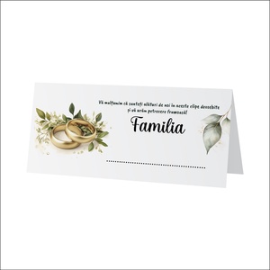 Plic de bani pentru nunta, model elegant cu verighete aurii si mesaj de multumire, Accesorii nunta, Amintiri si cadouri de nunta, Cadou nunta, Plic de bani, card, Fotografie, grafica, desen, ilustratie, ARTYNOS