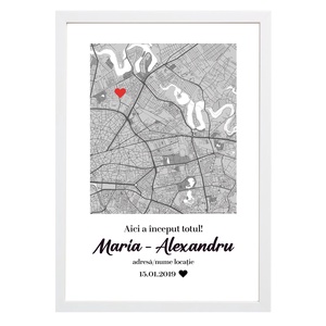 Harta Primei Noastre Întâlniri  Cadou pentru El sau Ea  Personalizat și Unic - casă & stil de viață - accesorii pentru decorat casa - picturi murale - panouri și tablouri, panouri decorative - Artynos.ro