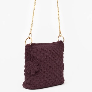 Poseta crosetata maro, Curea din lant auriu, handmade, Genti si portofele, Genti de mana si umar, Geanta casual, Crosetat, ARTYNOS