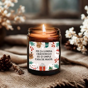 Lumanare parfumata din ceara naturala, in recipient de sticla cu capac, cadou cu eticheta Craciun - casă & stil de viață - lumânări, parfumuri, arome - lumânare - lumânări artizanale - Artynos.ro