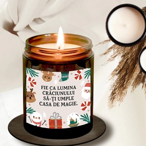 Lumanare parfumata din ceara naturala, in recipient de sticla cu capac, cadou cu eticheta Craciun, Casa & Stil de viata, Lumanari, parfumuri, arome, Lumanare - lumanari artizanale, Lumanare si fabricarea lumanarilor, ARTYNOS