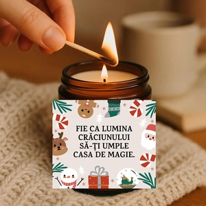 Lumanare parfumata din ceara naturala, in recipient de sticla cu capac, cadou cu eticheta Craciun - casă & stil de viață - lumânări, parfumuri, arome - lumânare - lumânări artizanale - Artynos.ro