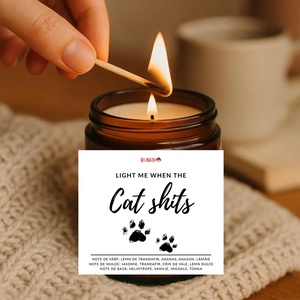 Lumanare parfumata din ceara naturala, in recipient de sticla cu capac, cadou cu eticheta amuzanta Pisici - casă & stil de viață - lumânări, parfumuri, arome - lumânare - lumânări artizanale - Artynos.ro