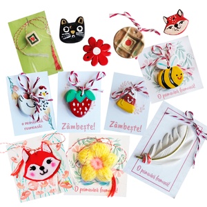 Set 11 martisoare handmade din ceramica pictata, fetru si crosetate - Artynos.ro