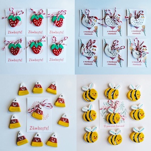Set 11 mărțișoare handmade din ceramică pictată, fetru și croșetate - bijuterii - mărțișor - Artynos.ro