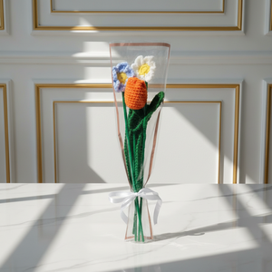 Buchet flori crosetate � lalea portocalie si margarete - casă & stil de viață - decorațiuni de casă - accesorii florale - buchete de flori - Artynos.ro