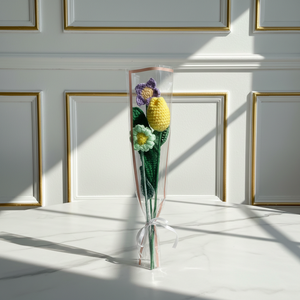 Buchet flori crosetate � lalea galbena si margarete - casă & stil de viață - decorațiuni de casă - accesorii florale - buchete de flori - Artynos.ro