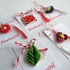 Set 5 mărțișoare pictate manual - bijuterii - mărțișor - Artynos.ro