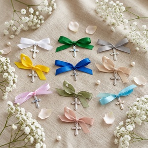 Cruciulita argintie si fundita din satin colorata la alegere, marturie botez, Jucarii si echipamente pentru copii, Daruri de botez, Confectionarea bijuteriilor, ARTYNOS
