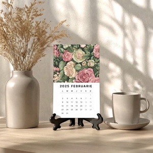 Calendar cu flori decorative elegante, 2027, calendar de birou cu suport negru - casă & stil de viață - produse de papetărie - calendar și planificator - Artynos.ro