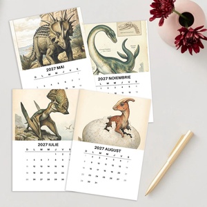 Calendar de Masă 2027 cu Suport Negru, Calendar de Birou cu Dinozauri, 12 File - casă & stil de viață - produse de papetărie - calendar și planificator - Artynos.ro