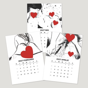 Calendar de Masă 2027 cu Suport Negru, Calendar Erotic cu Ilustrații cu Iubire, Sexy - casă & stil de viață - produse de papetărie - calendar și planificator - Artynos.ro