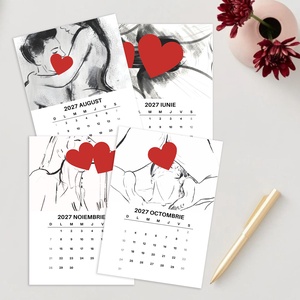 Calendar de Masă 2027 cu Suport Negru, Calendar Erotic cu Ilustrații cu Iubire, Sexy - casă & stil de viață - produse de papetărie - calendar și planificator - Artynos.ro