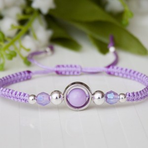 Bratara macramé impletita - Margele Violet deschis/argintiu, , , ARTYNOS
