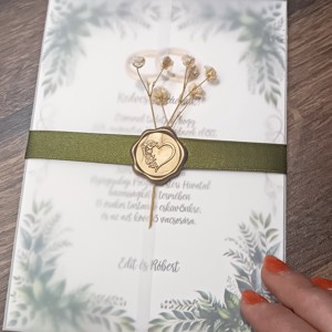 5 buc. Invitație de nuntă personalizată pe hârtie calandrată, cu sigiliu de ceară -  - Artynos.ro