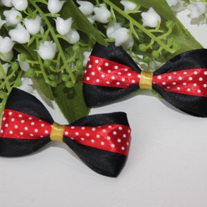 Clip de păr cu arc - negru/roșu cu buline Minnie Mouse -  - Artynos.ro