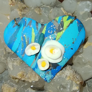 Inima albastra, Bijuterii, Coliere, Pandative, Confectionarea bijuteriilor, Pandantiv din Fimo cu accesorii din otel inoxidabil , ARTYNOS