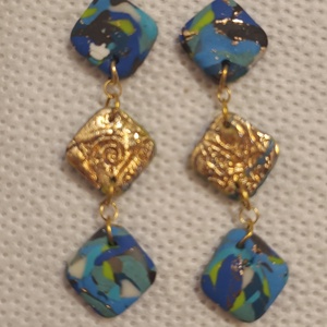 Sea blue , Bijuterii, Cercei, Cercei lungi, , Cercei din Fimo cu tije de otel inoxidabil , ARTYNOS