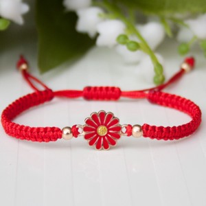Bratara macramé impletita - Floare rosie, , , ARTYNOS