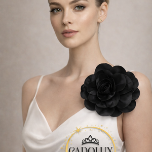 Brosa florala Black Royale Oversize Cadolux - bijuterii - broșe - Artynos.ro