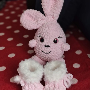 Set Cadou Nou-Născuți: Iepuraș Pufos și Botoșei (0-3 luni) - jucării și echipamente pentru copii - plușuri - figurine de pluș - Artynos.ro