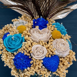 Aranjament Floral din ceara de soia - Paunul Regal - casă & stil de viață - lumânări, parfumuri, arome - lumânare - lumânări artizanale - Artynos.ro