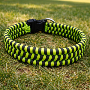 Zgarda caine paracord cobra � verde neon ,negru (rezistenta, handmade), Casa & Stil de viata, Accesorii pentru animale , Echipamente pentru caini, Zgarda pentru caini, Impletitura, ARTYNOS