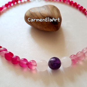 Colier din agate roz fucsia - bijuterii - coliere - coliere cu mărgele - Artynos.ro