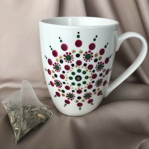Cana ceramica alba pictata, Casă & Stil de viață, Accesorii pentru echipamente de bucătărie, Accesorii de servire, Căni, Ceramică, Pictură, ARTYNOS