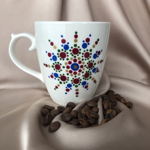 Cana ceramica alba pictata, Casă & Stil de viață, Accesorii pentru echipamente de bucătărie, Accesorii de servire, Căni, Obiecte pictate, Pictură, ARTYNOS